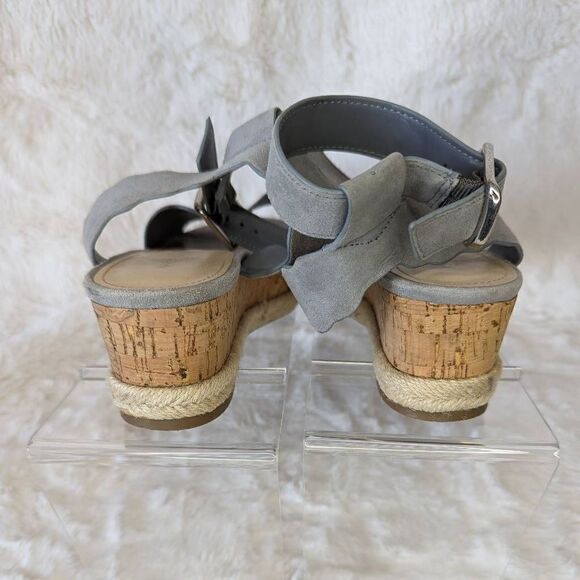 Marc Fisher Leather Sandals Dusty Blue Scallop Platform Espadrille Sandal Size 6 - Picture 4 of 8